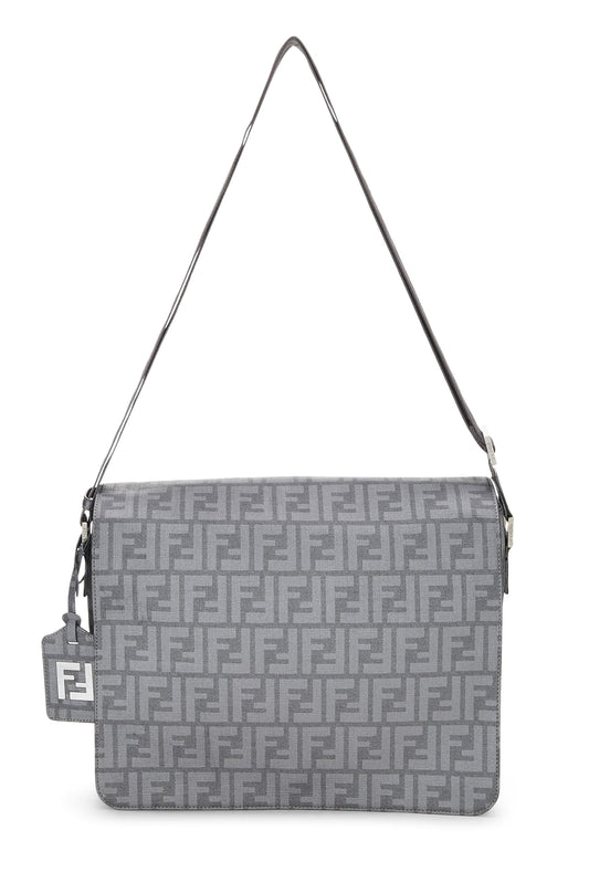 Fendi,  Grey Zucca Coated Canvas Messenger Large, Grey