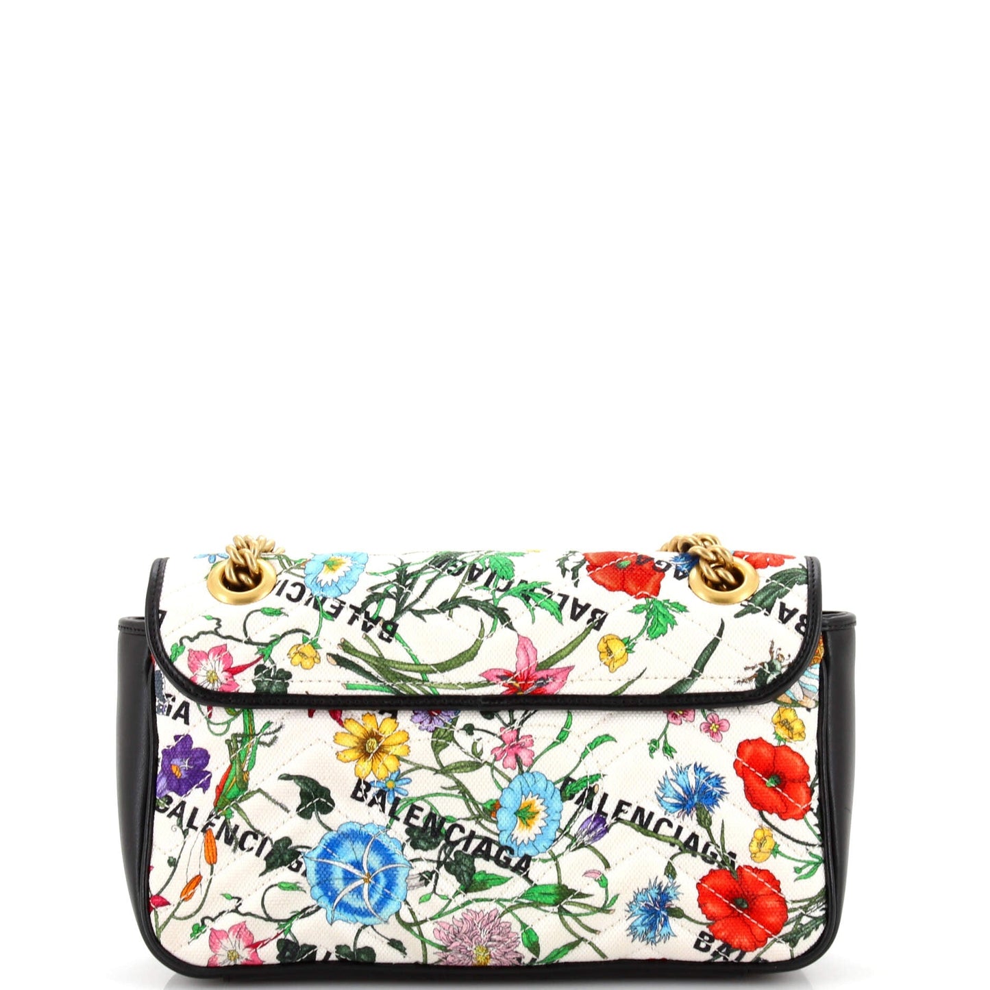 x Balenciaga The Hacker Project GG Marmont Flap Bag Matelasse Floral Canvas Small