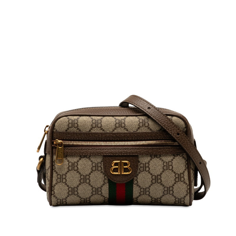 Gucci x Balenciaga The Hacker Project GG Supreme BB Logo  Mini Shoulder Bag 680128 Beige Brown PVC Leather  GUCCI Gucci