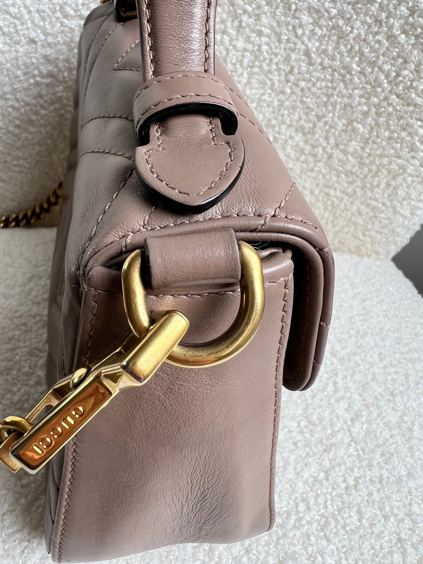 Gucci GG Dusty Pink Marmont Mini Top Handle Bag