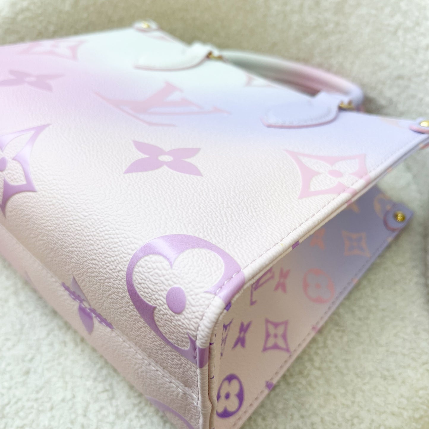 LV Onthego PM in Pastel Sunrise Monogram Empreinte Leather GHW