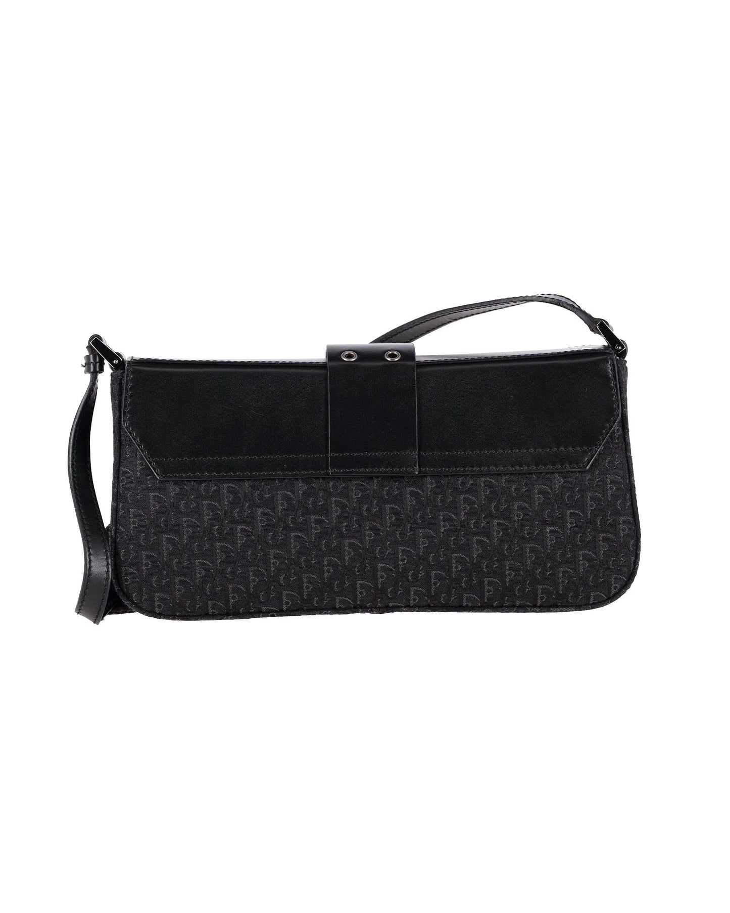 Dior Diorissimo Street Chic Columbus Avenue Shoulder Bag in Black Canvas and Leather