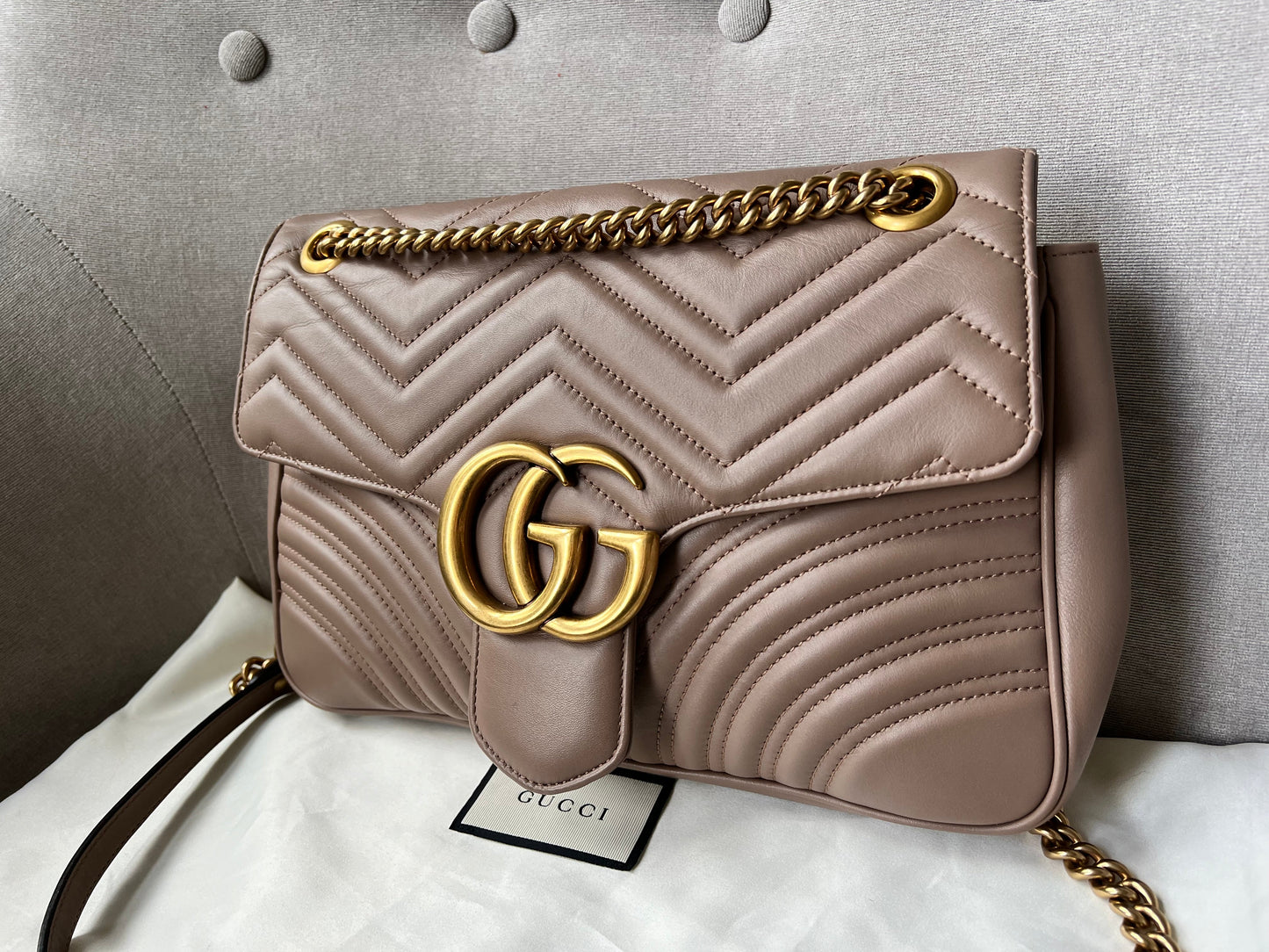 Gucci GG Dusty Pink Marmont Medium Shoulder Bag