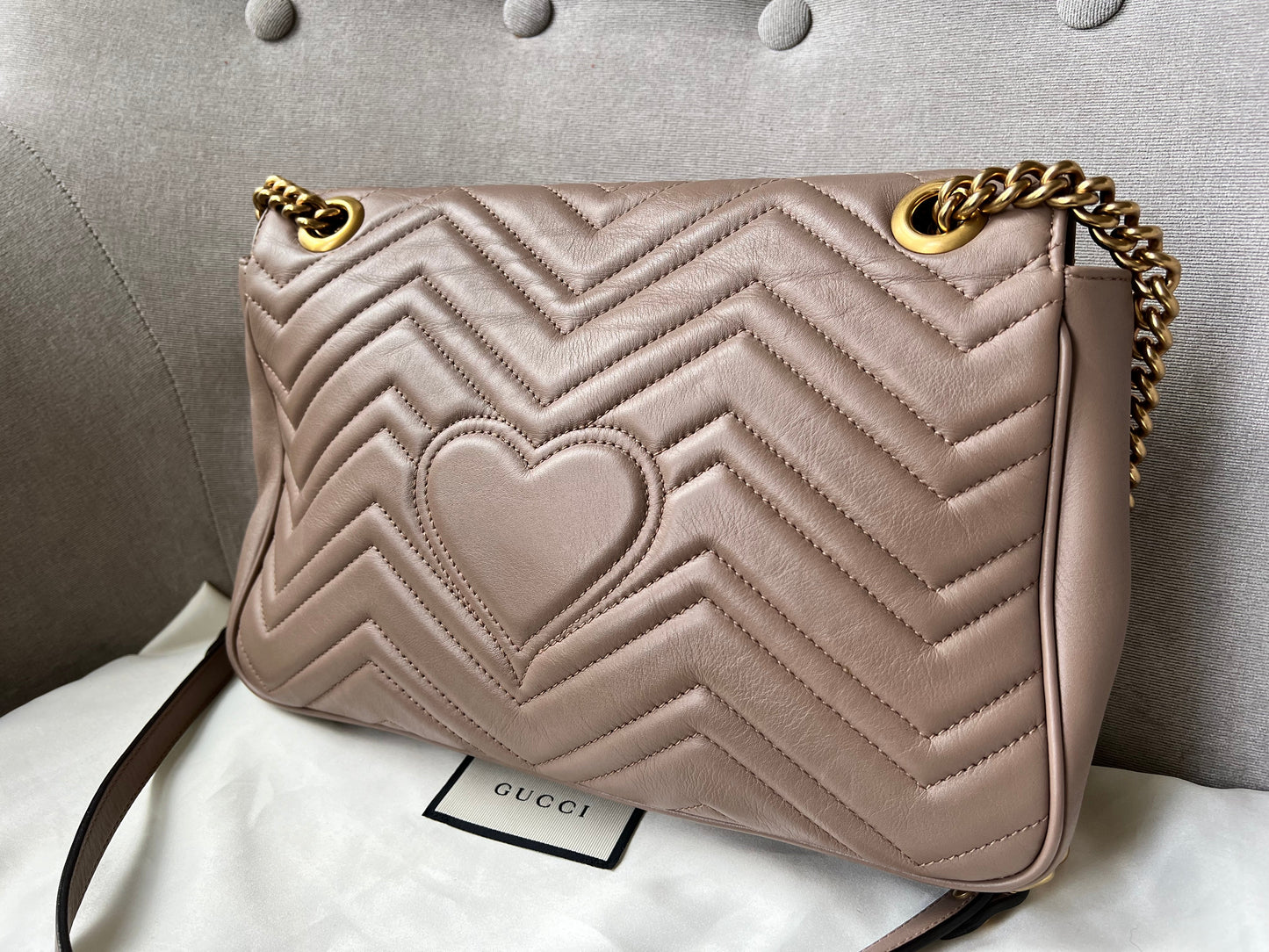 Gucci GG Dusty Pink Marmont Medium Shoulder Bag