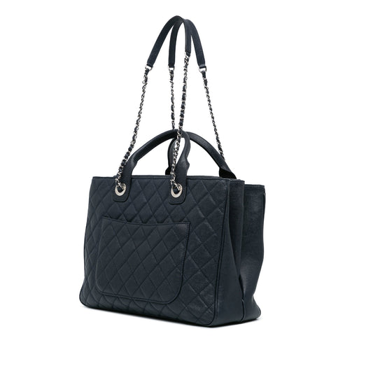 Blue Chanel Large Quilted Caviar Urban Companion Tote Satchel