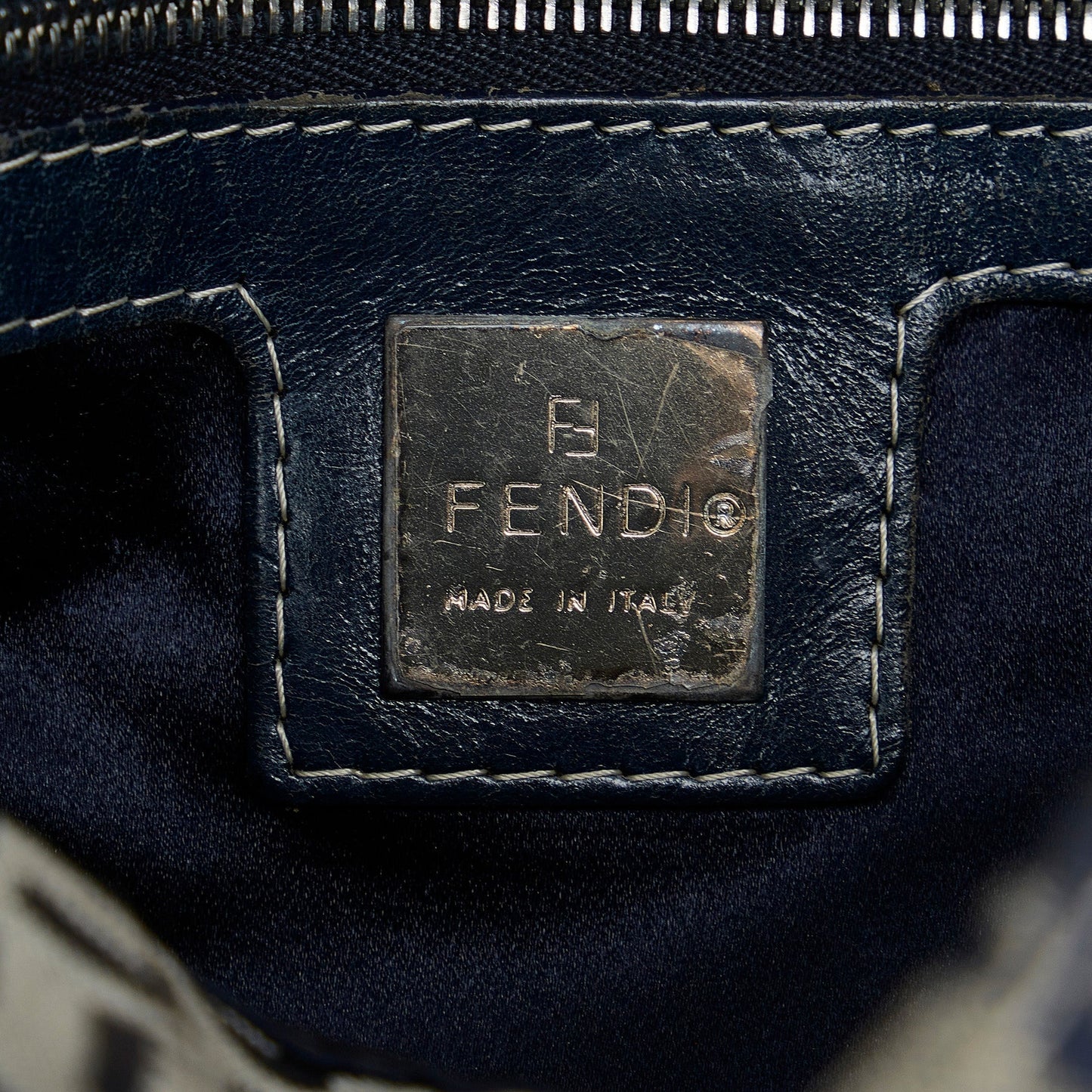 FENDI Zucchino Double Flap Shoulder Bag