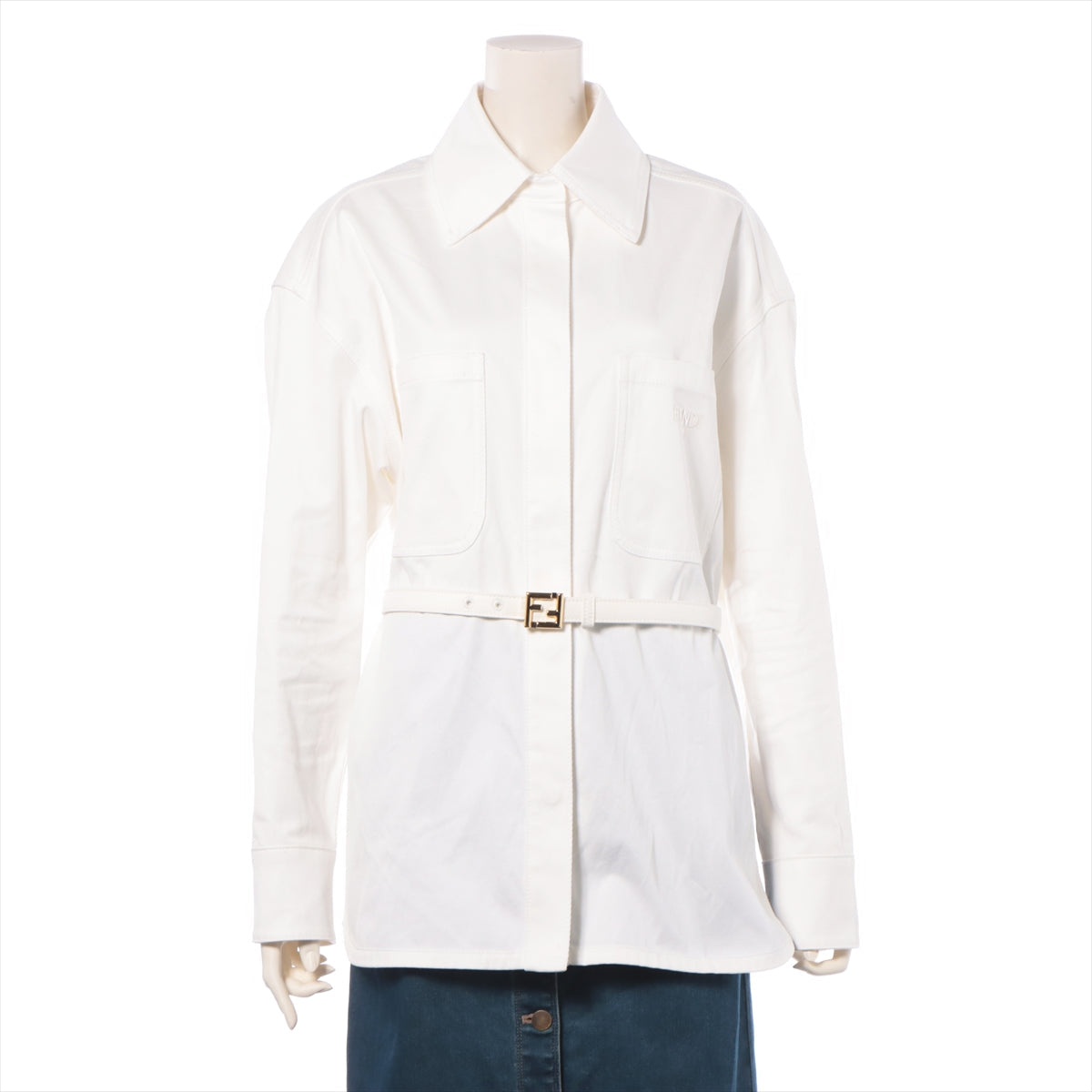 Fendi 22 Years Cotton x Polyurethane Denim Jacket 40  White