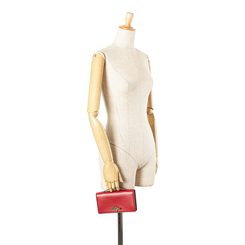 Christian Dior Leather Bee Clutch Bag