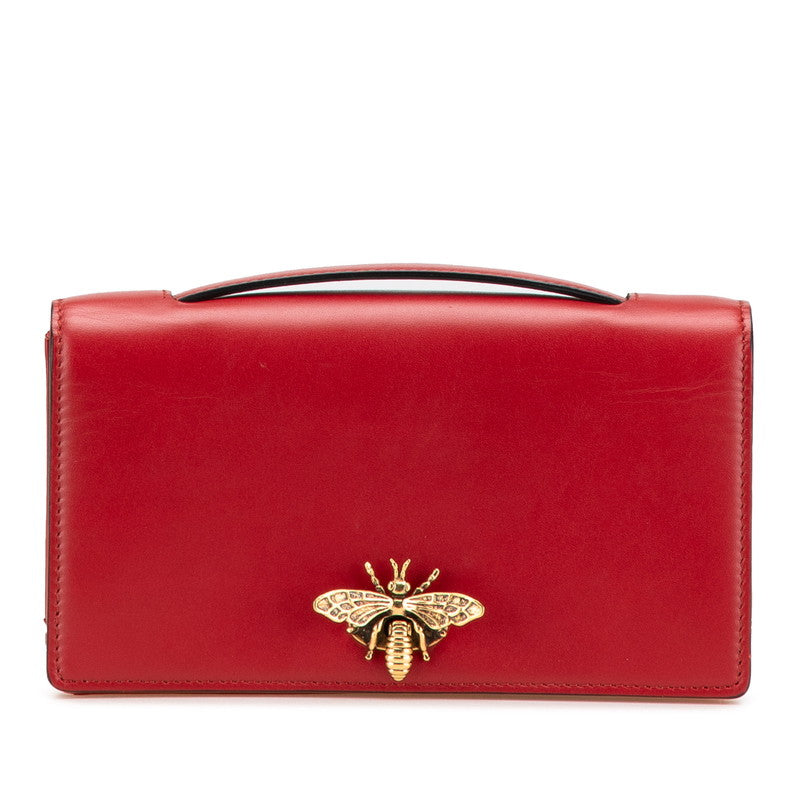Christian Dior Leather Bee Clutch Bag