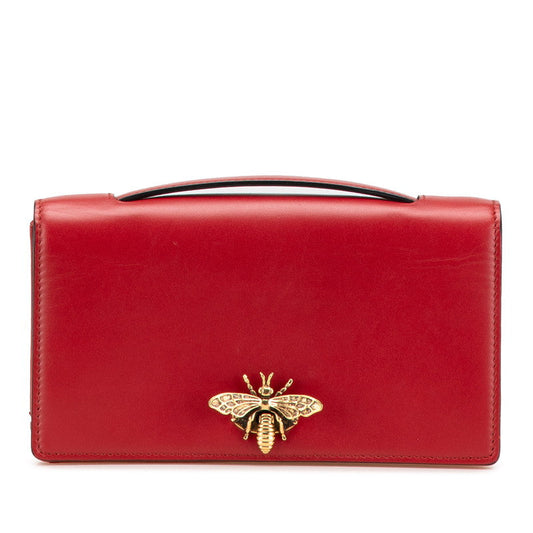 Christian Dior Leather Bee Clutch Bag