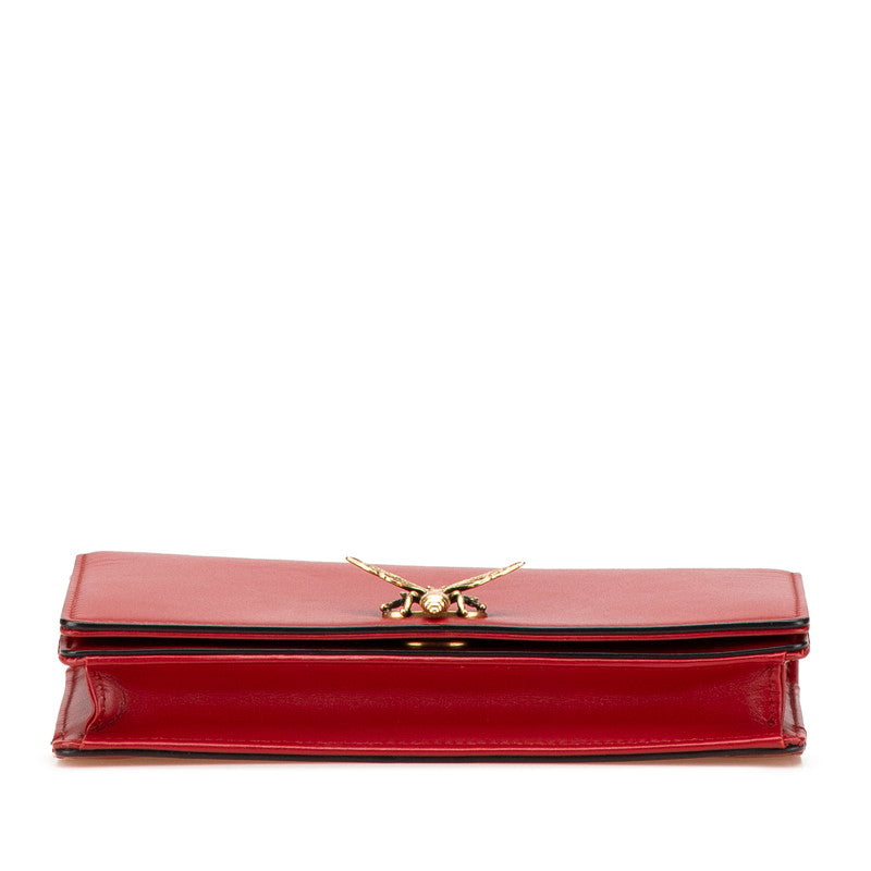 Christian Dior Leather Bee Clutch Bag
