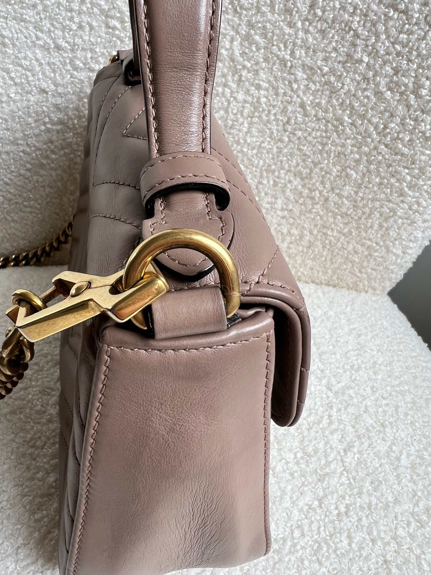 Gucci GG Dusty Pink Marmont Mini Top Handle Bag