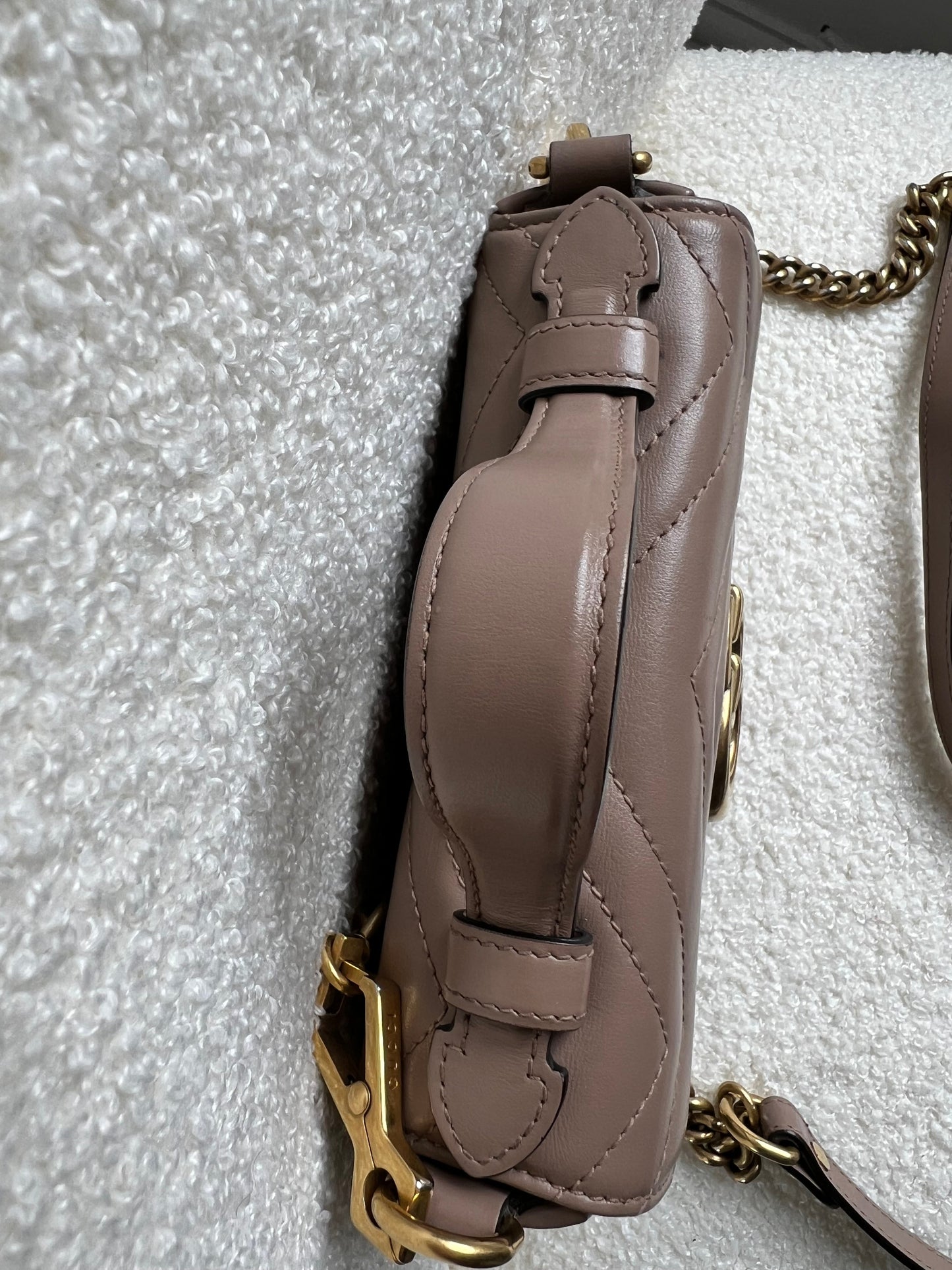 Gucci GG Dusty Pink Marmont Mini Top Handle Bag