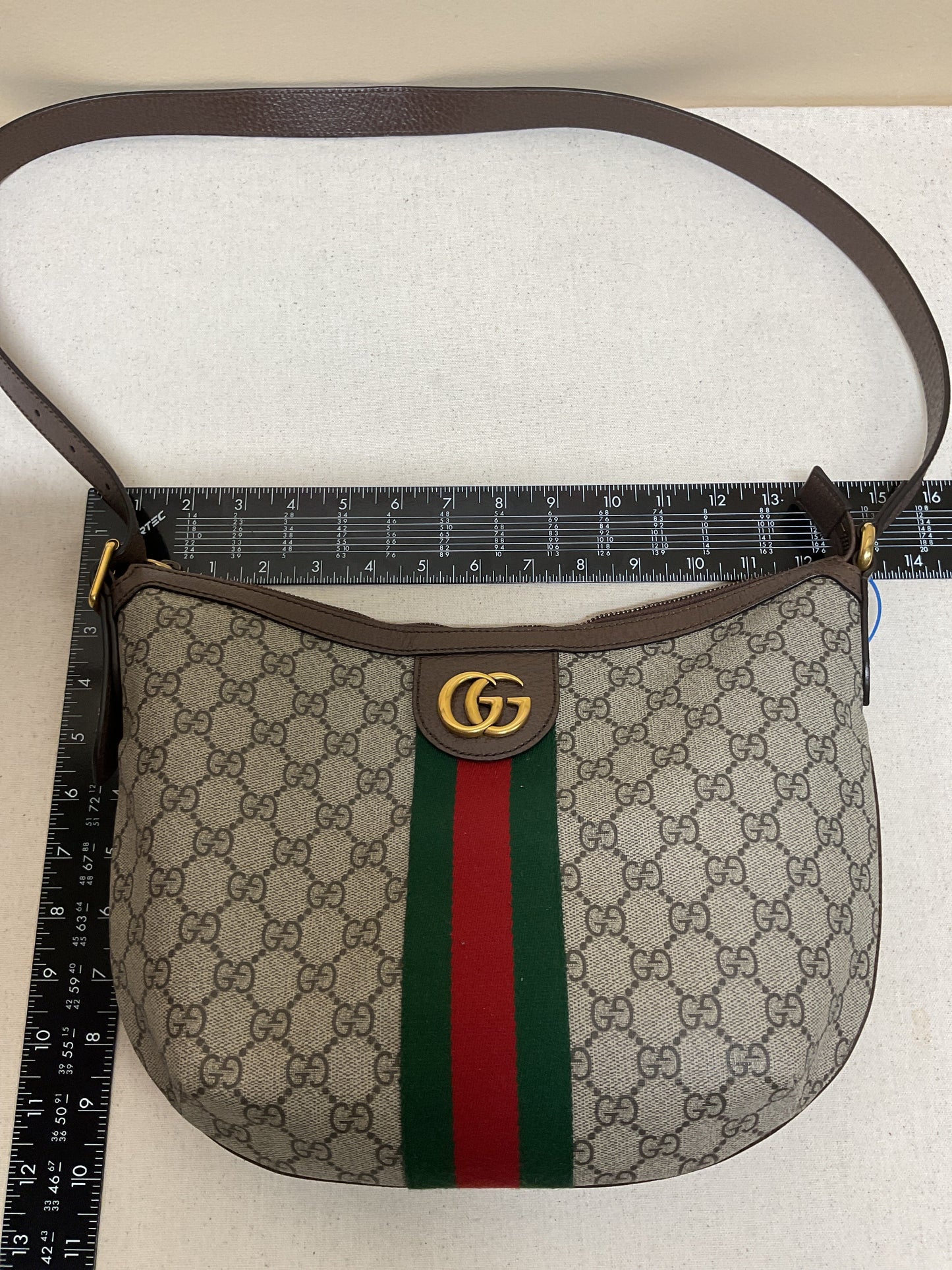 Crossbody Luxury Designer By Gucci In Brown & Tan, Size:Medium