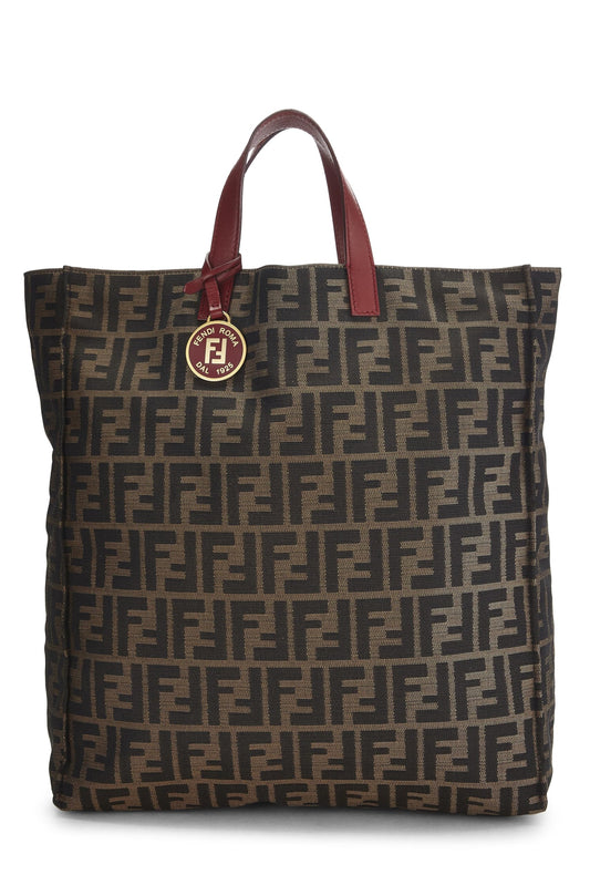 Fendi,  Brown Zucca Canvas Vertical Tote Medium, Red