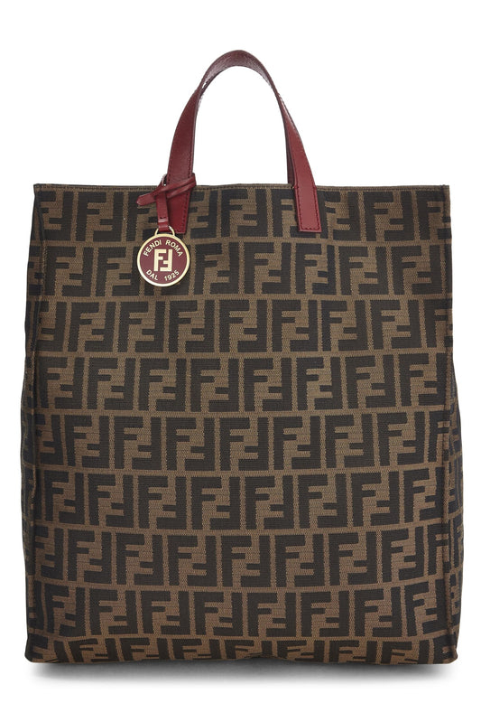 Fendi,  Brown Zucca Canvas Vertical Tote Medium, Red