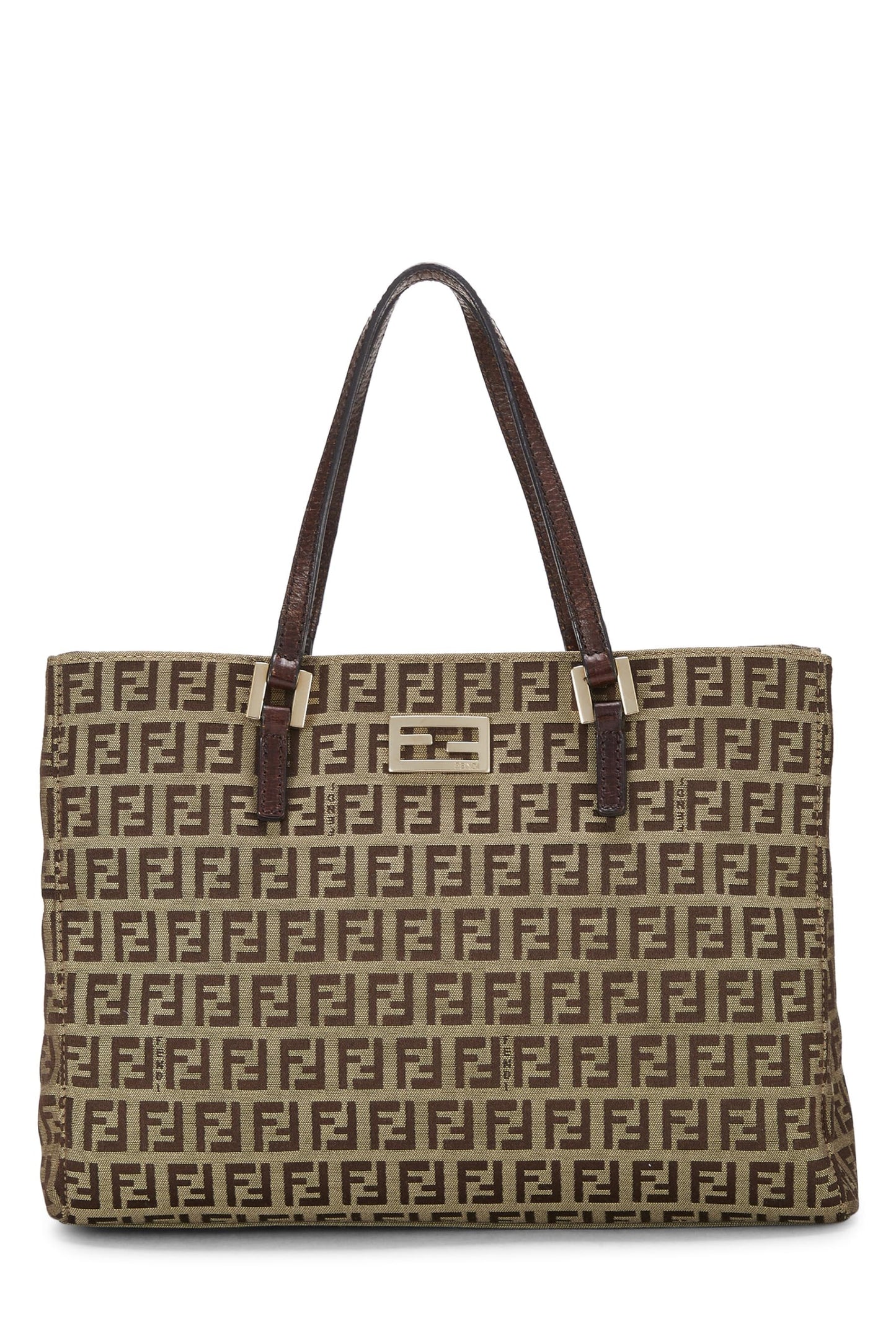 Fendi,  Brown Zucchino Canvas Tote Small, Brown