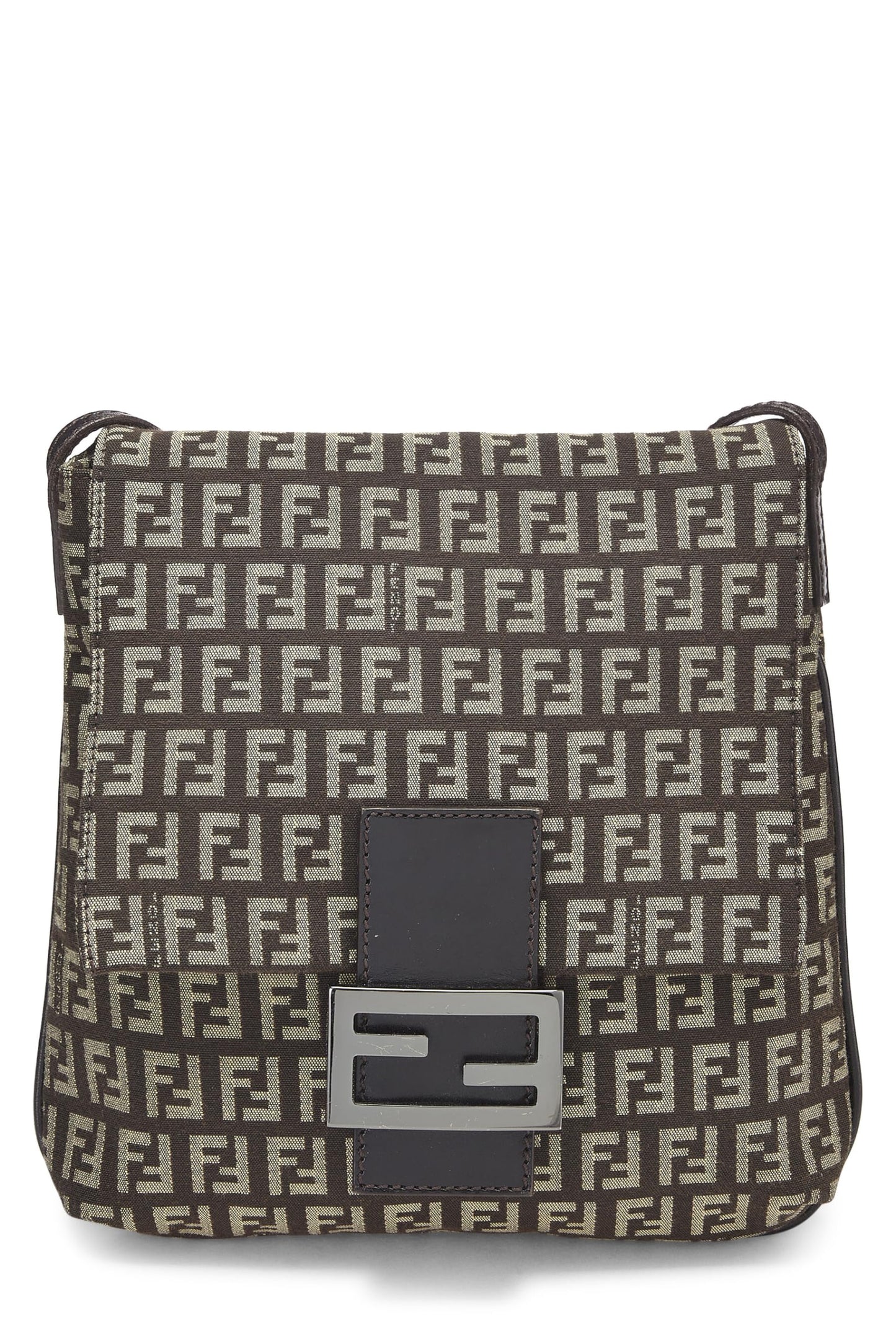 Fendi,  Brown Zucchino Canvas Messenger Small, Brown