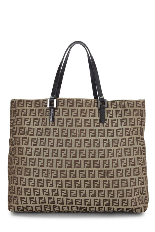 Fendi,  Brown Zucchino Canvas Tote Small, Brown