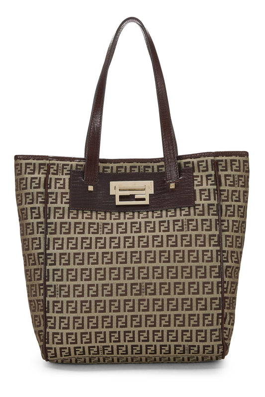 Fendi,  Brown Zucchino Canvas Tote Small, Brown