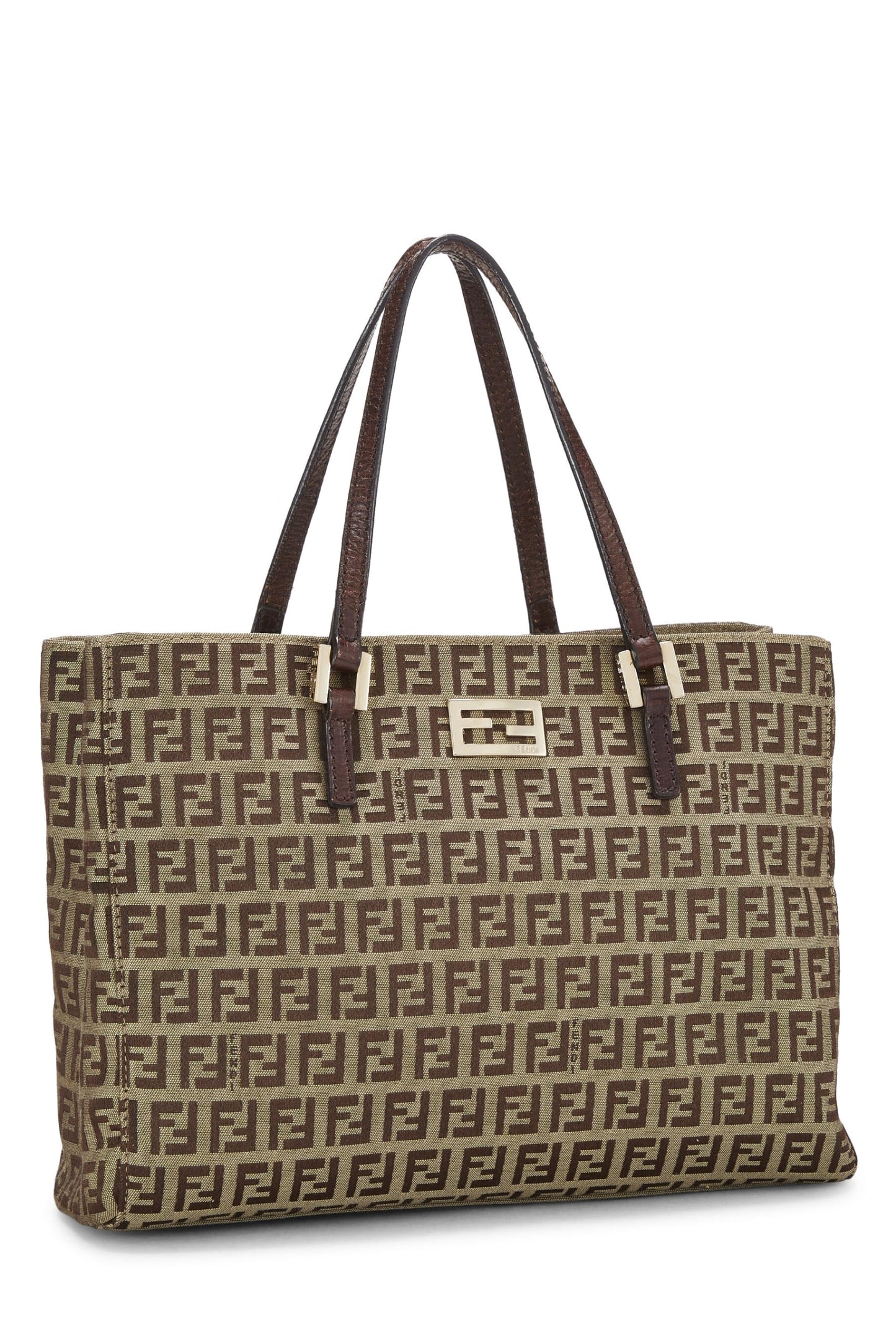 Fendi,  Brown Zucchino Canvas Tote Small, Brown