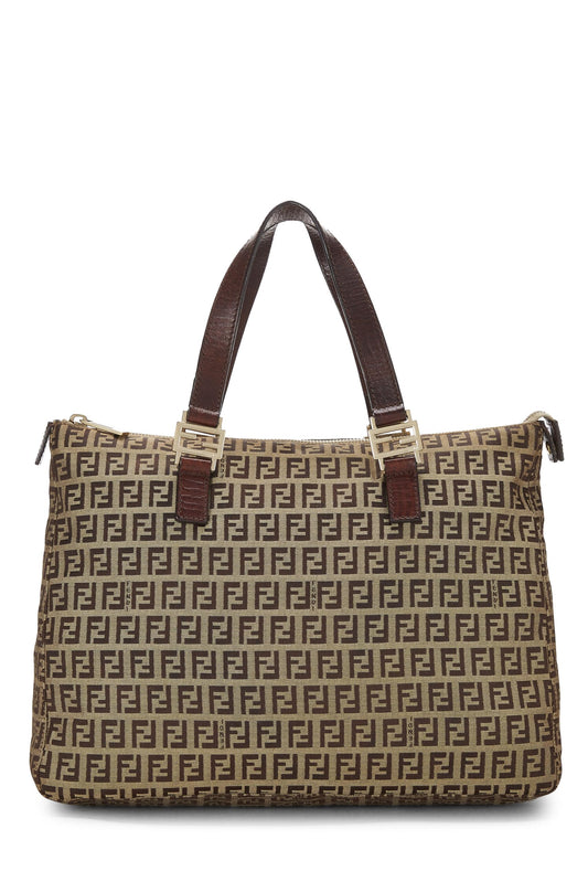 Fendi,  Brown Zucchino Canvas Tote Small, Brown