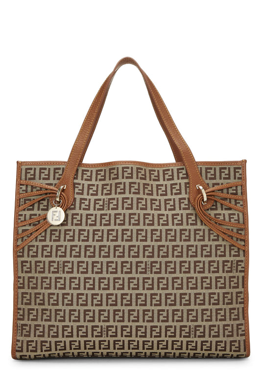 Fendi,  Brown Zucchino Canvas Tote Medium, Brown