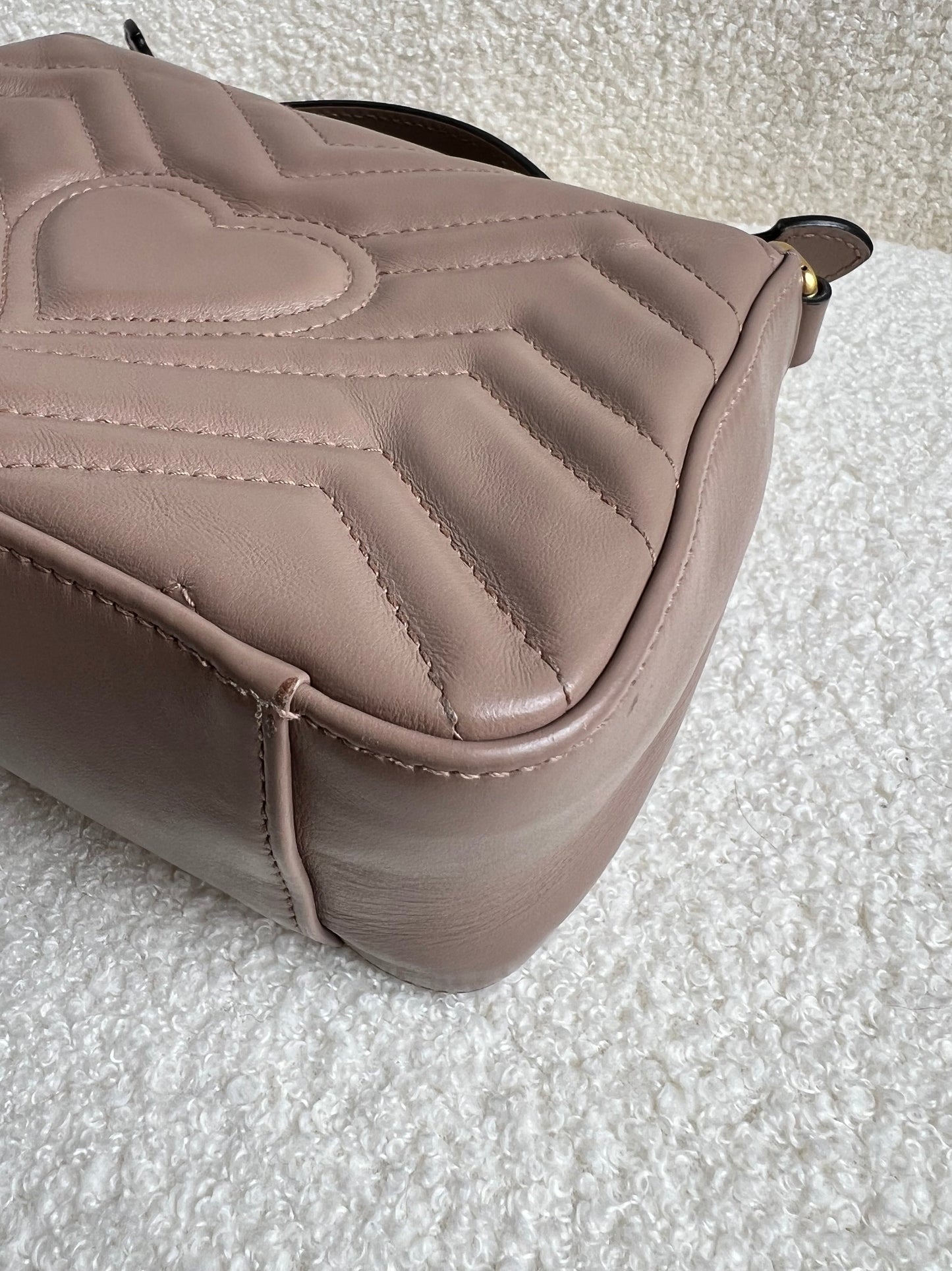 Gucci GG Dusty Pink Marmont Mini Top Handle Bag