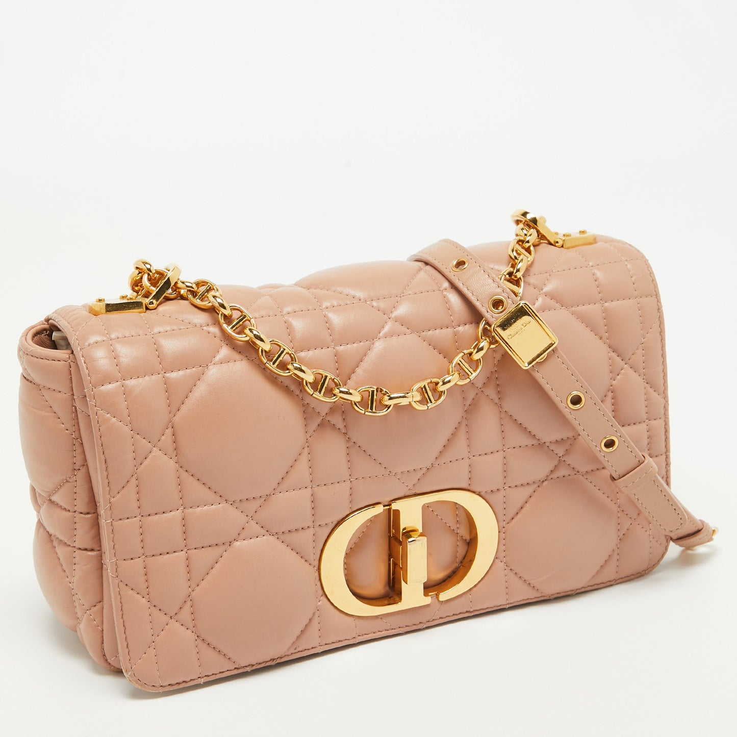 Dior Beige Quilted Leather Medium Caro Shoulder Bag