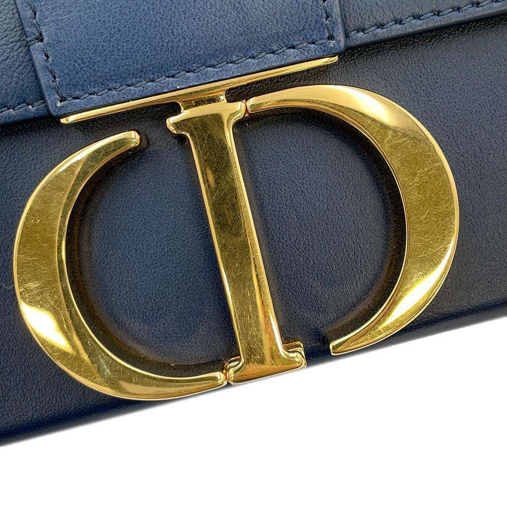 Dior Montaigne Shoulder Bag Blue Leather