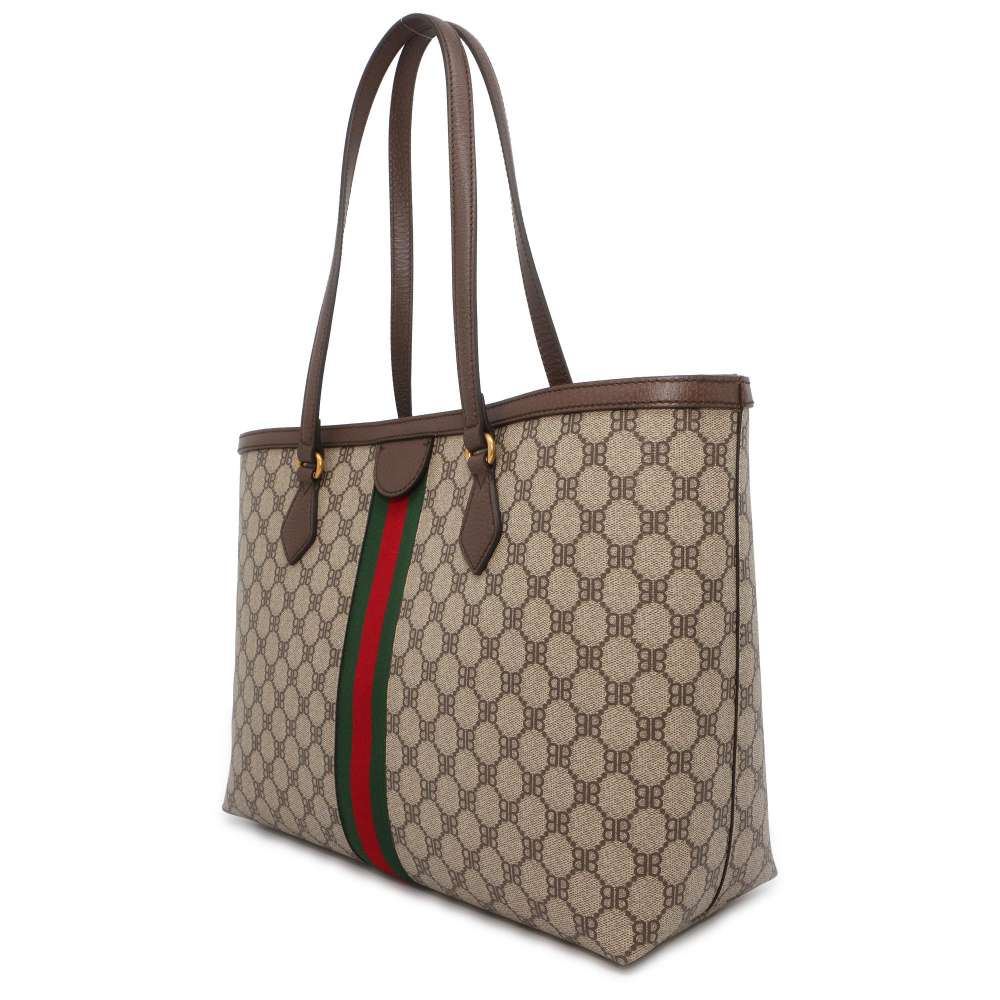 BALENCIAGA Gucci collaboration The Hacker Medium Tote Beige/Brown 680125 PVC Leather