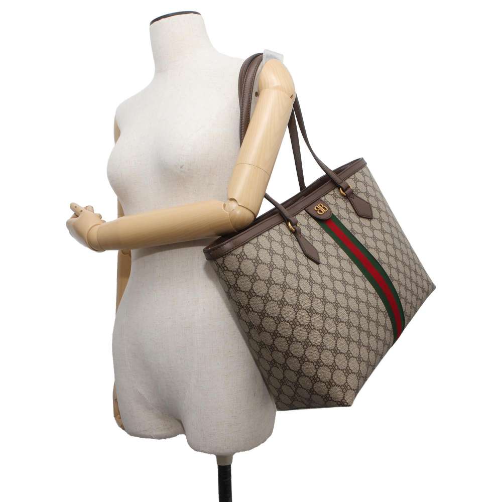 BALENCIAGA Gucci collaboration The Hacker Medium Tote Beige/Brown 680125 PVC Leather