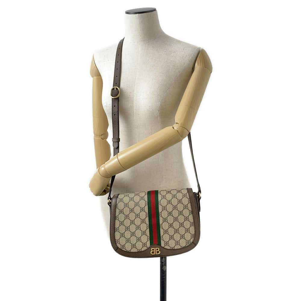 BALENCIAGA GUCCI Collaboration The Hacker Project Shoulder Bag Beige/Brown 680121 PVC Leather