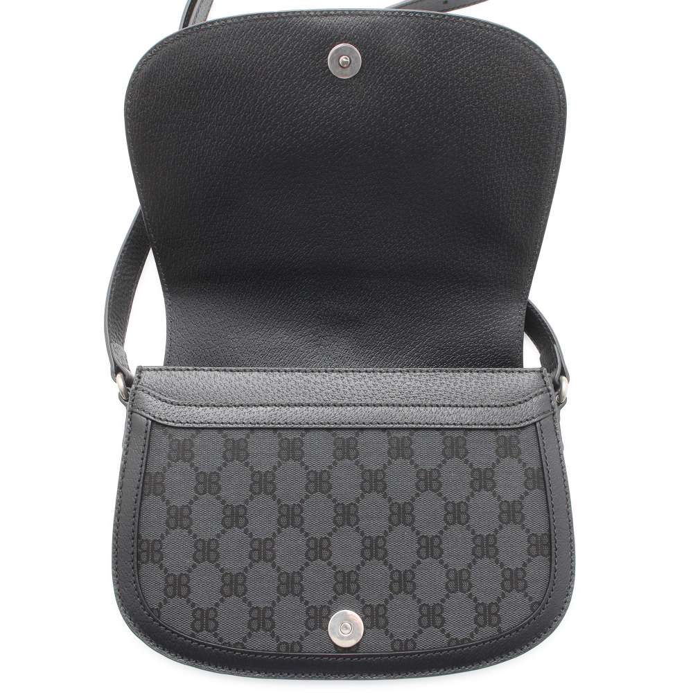 BALENCIAGA Gucci Collaboration The Hacker Project Shoulder Bag Black 680121 Canvas Leather