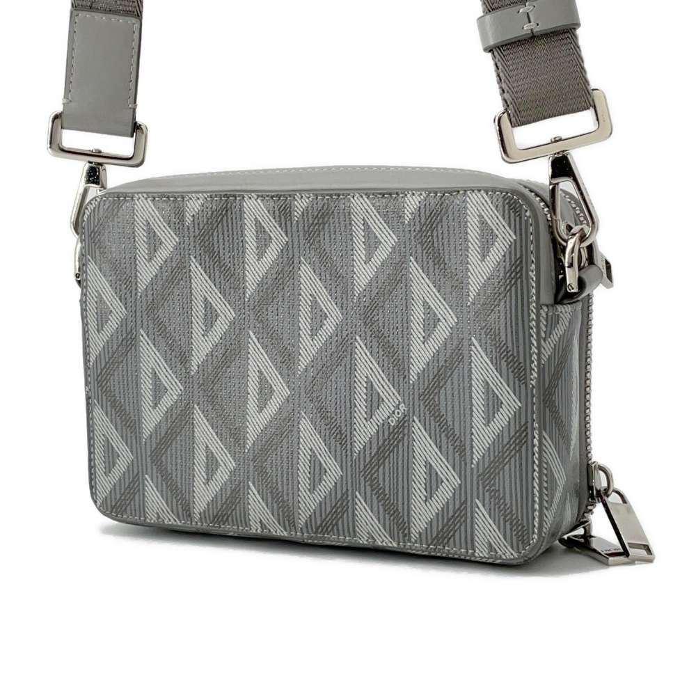 Dior CDDiamond Shoulder Bag Gray 2ESBC119DCO PVC Coated Canvas Leather