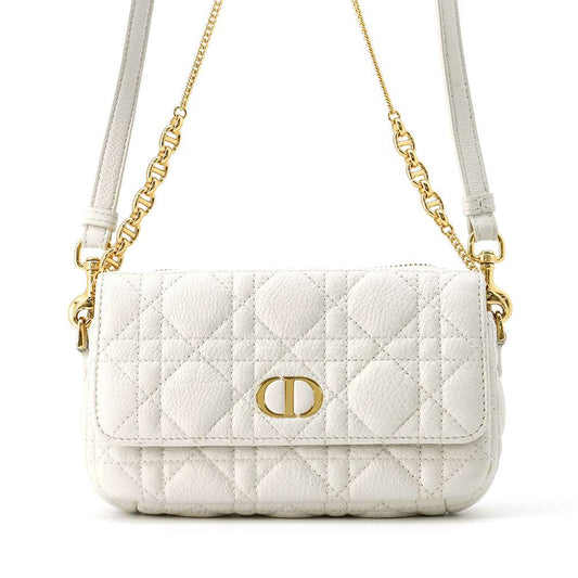 Dior Caro ChainShoulderPouch White S5125UWHC Leather