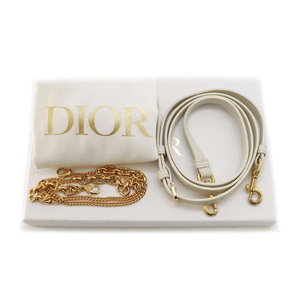 Dior Caro ChainShoulderPouch White S5125UWHC Leather