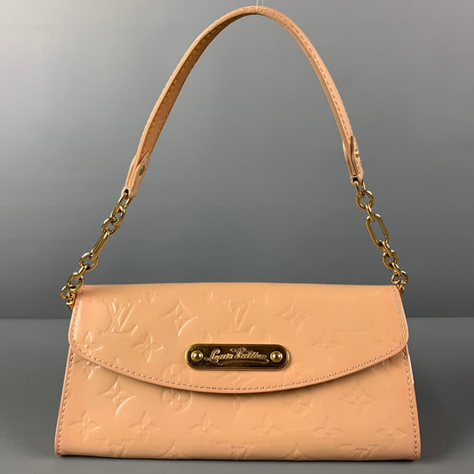 LOUIS VUITTON Vernis Sunset Blvd Beige Embossed Patent Leather Clutch