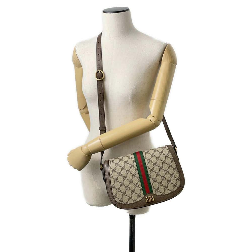 BALENCIAGA GUCCI Collaboration The Hacker Project Shoulder Bag Beige/Brown 680121 PVC Leather