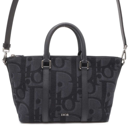 Dior Oblique Weekender 2WAY Shoulder Bag Black 1ESPO322YXL_H03E Canvas Leather Size 25