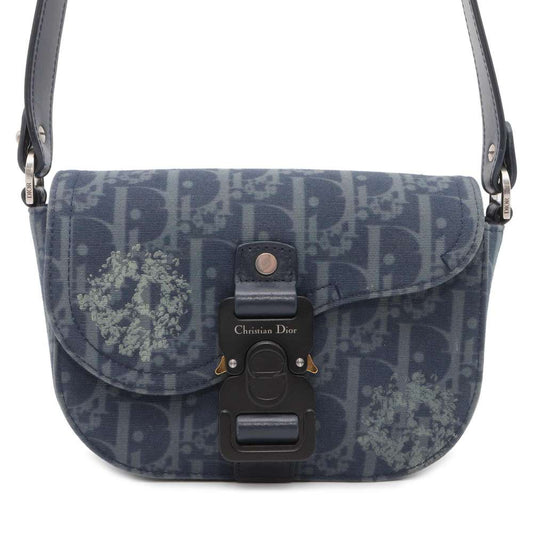 Dior Oblique Saddle Shoulder Bag Tears Collection Navy 2ADCA435DDO CottonDenim Leather