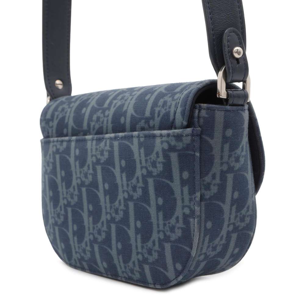 Dior Oblique Saddle Shoulder Bag Tears Collection Navy 2ADCA435DDO CottonDenim Leather