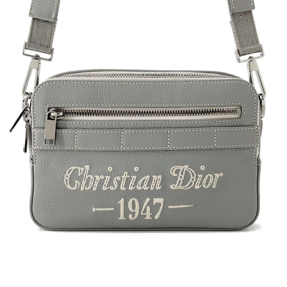 Dior Safari Shoulder Bag Gray Leather