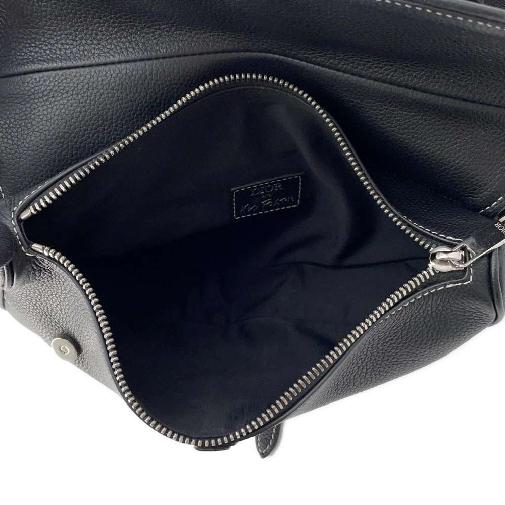 Dior Alex Fox Ton Collaboration Saddle Crossbody Bag Black Leather