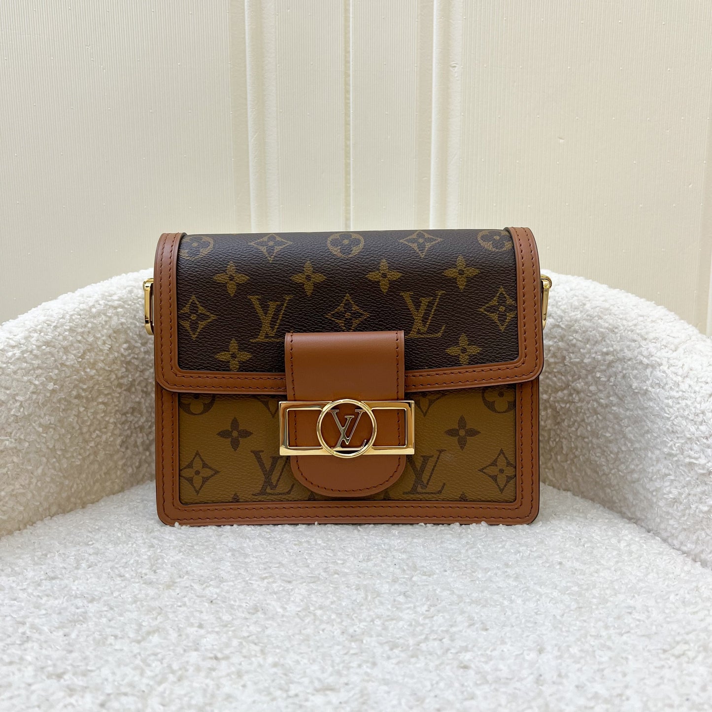LV Mini Dauphine in Reverse Monogram, Monogram Canvas and GHW