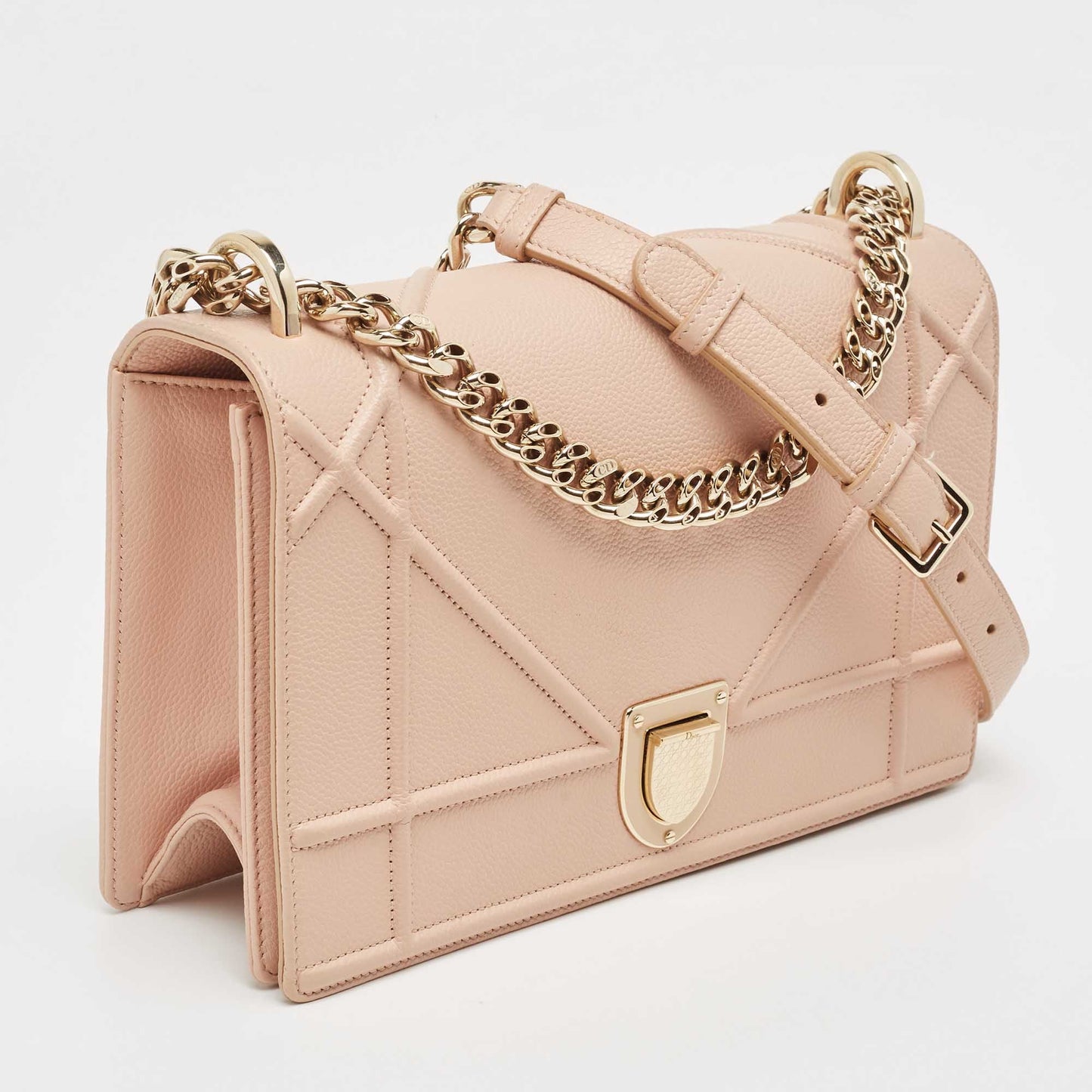 Dior Peach Leather Medium Diorama Flap Shoulder Bag