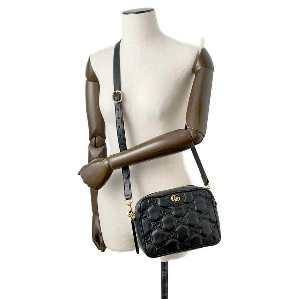 GUCCI GGMatelasse 2wayShoulder Bag Black 702234 Leather Size Small