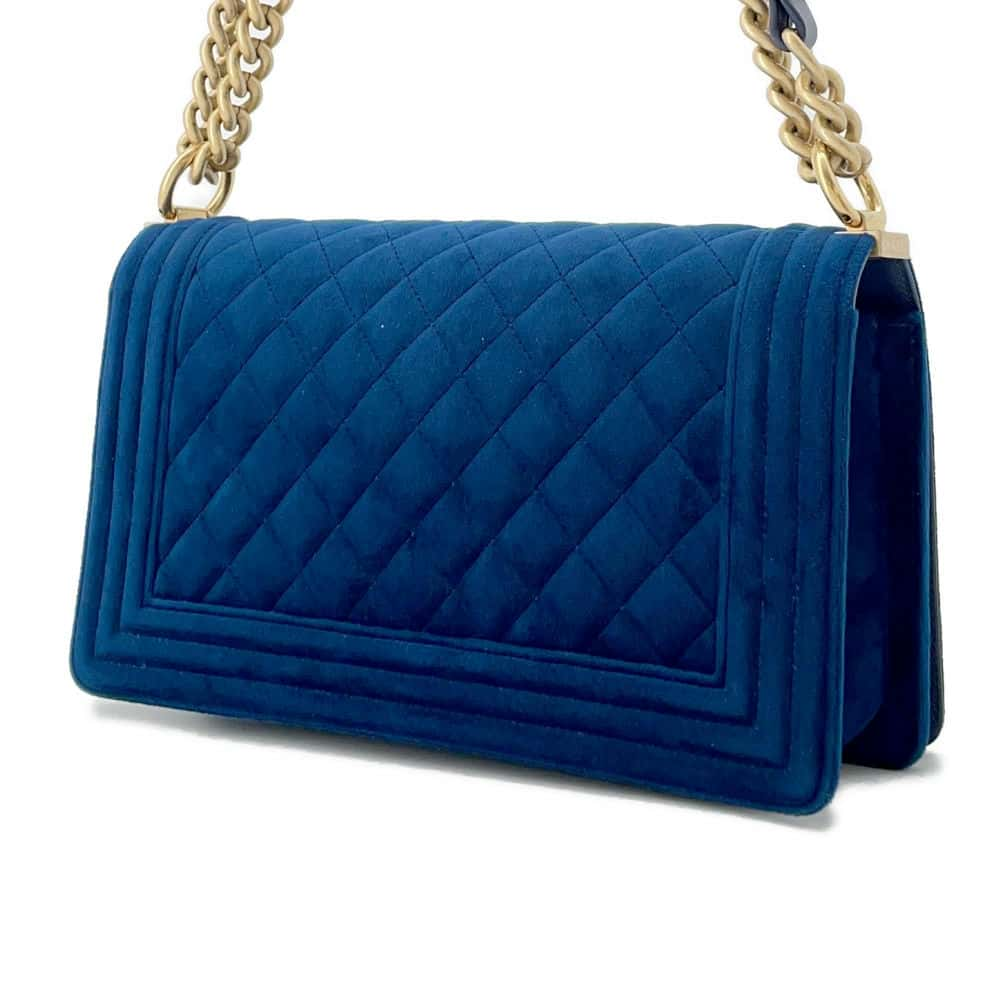 CHANEL Boy Chanel ChainShoulder Blue A67086 Velour