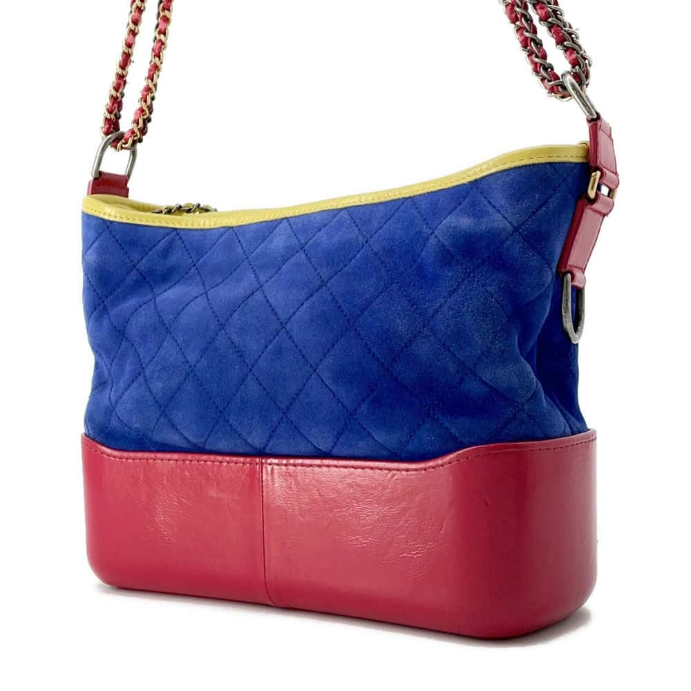 CHANEL Gabriel Hobo Shoulder Bag Blue/Red/Yellow A93824 Suede leather Size Large