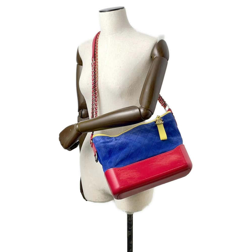 CHANEL Gabriel Hobo Shoulder Bag Blue/Red/Yellow A93824 Suede leather Size Large